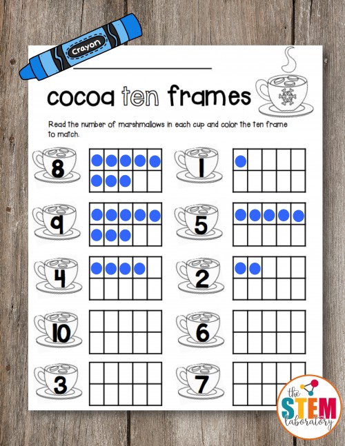 I love these free cocoa ten frames for preschool or kindergarten! Such a helpful math activity.