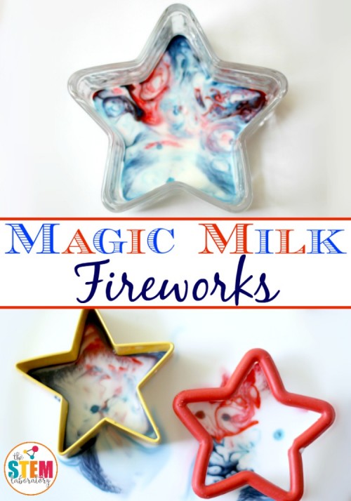 Patriotic magic milk is a Fourth of July science activity the kids will love! Enjoy color mixing and creating unique art while learning science.