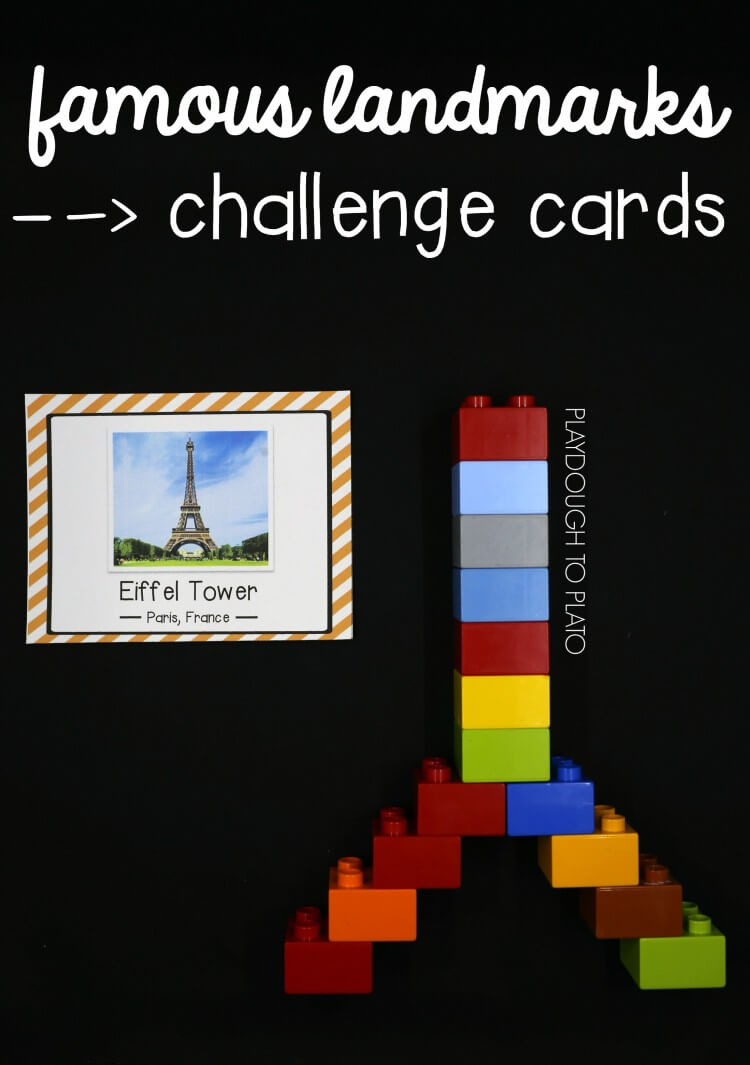 Awesome STEM activity for kids! Famous landmark challenge cards!
