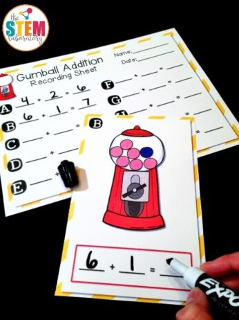 Gumball Write and Wipe Addition Cards - The Stem Laboratory