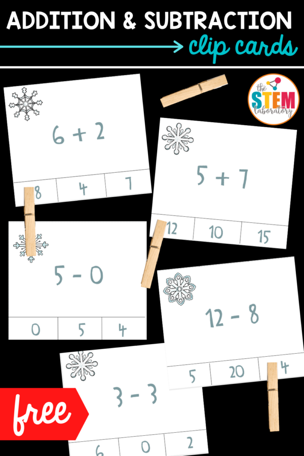 Addition and Subtraction Clip Cards - The Stem Laboratory