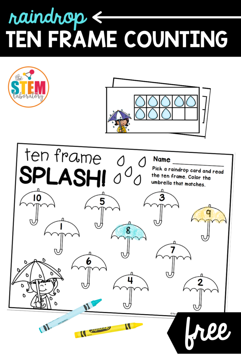 Raindrop Ten Frame Counting Activity