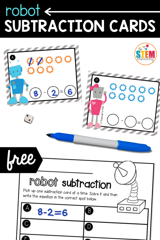 Robot Subtraction Cards
